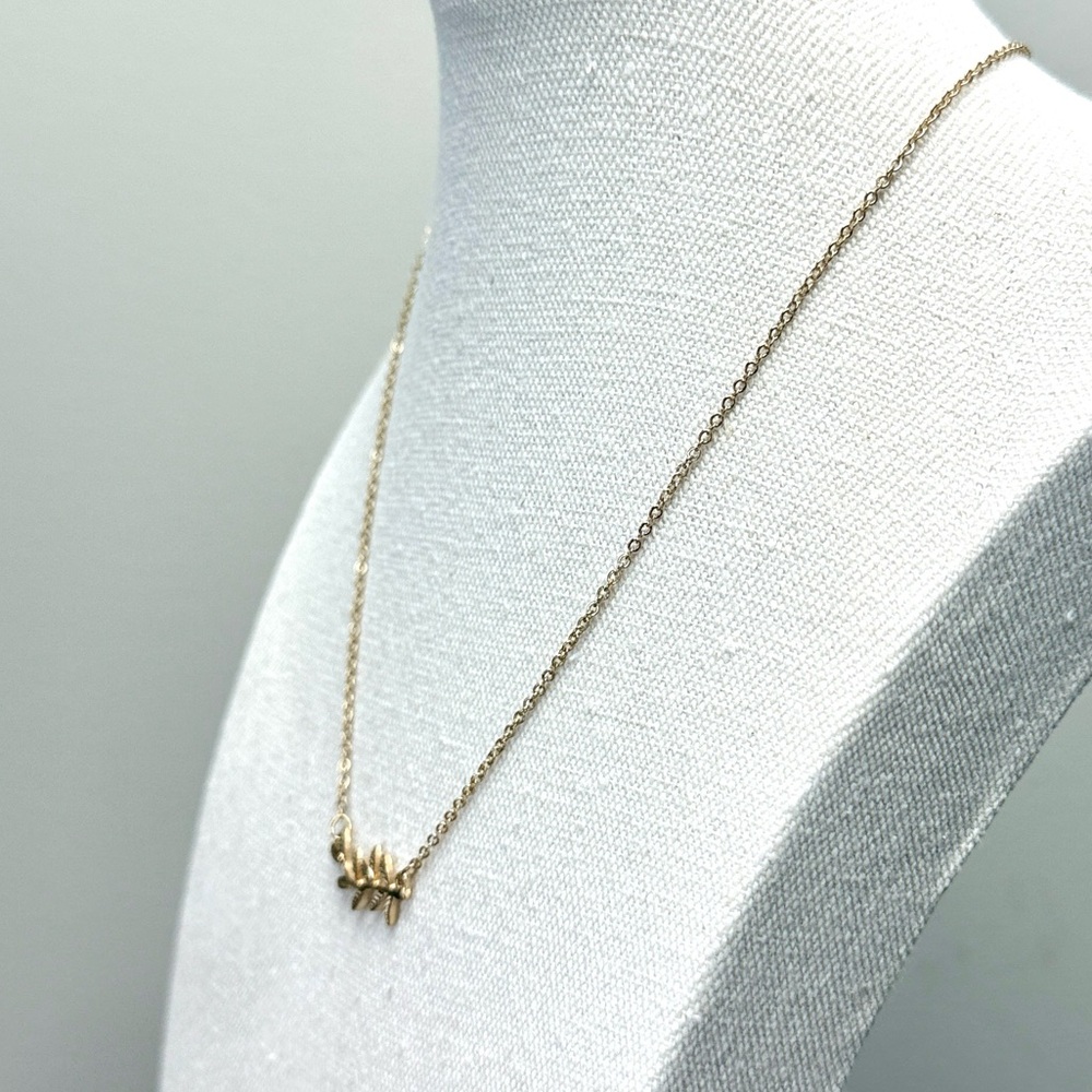 Olive Leaf Branch Necklace Earring Set Gold Tone - Picture 5 of 7